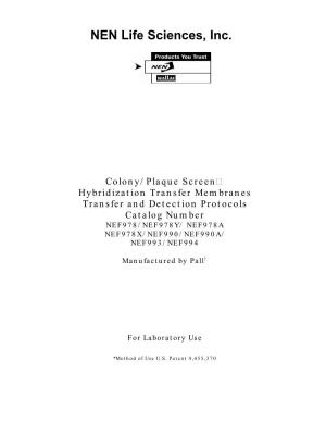Colony/Plaque Screen Hybridization Transfer Membranes Transfer And