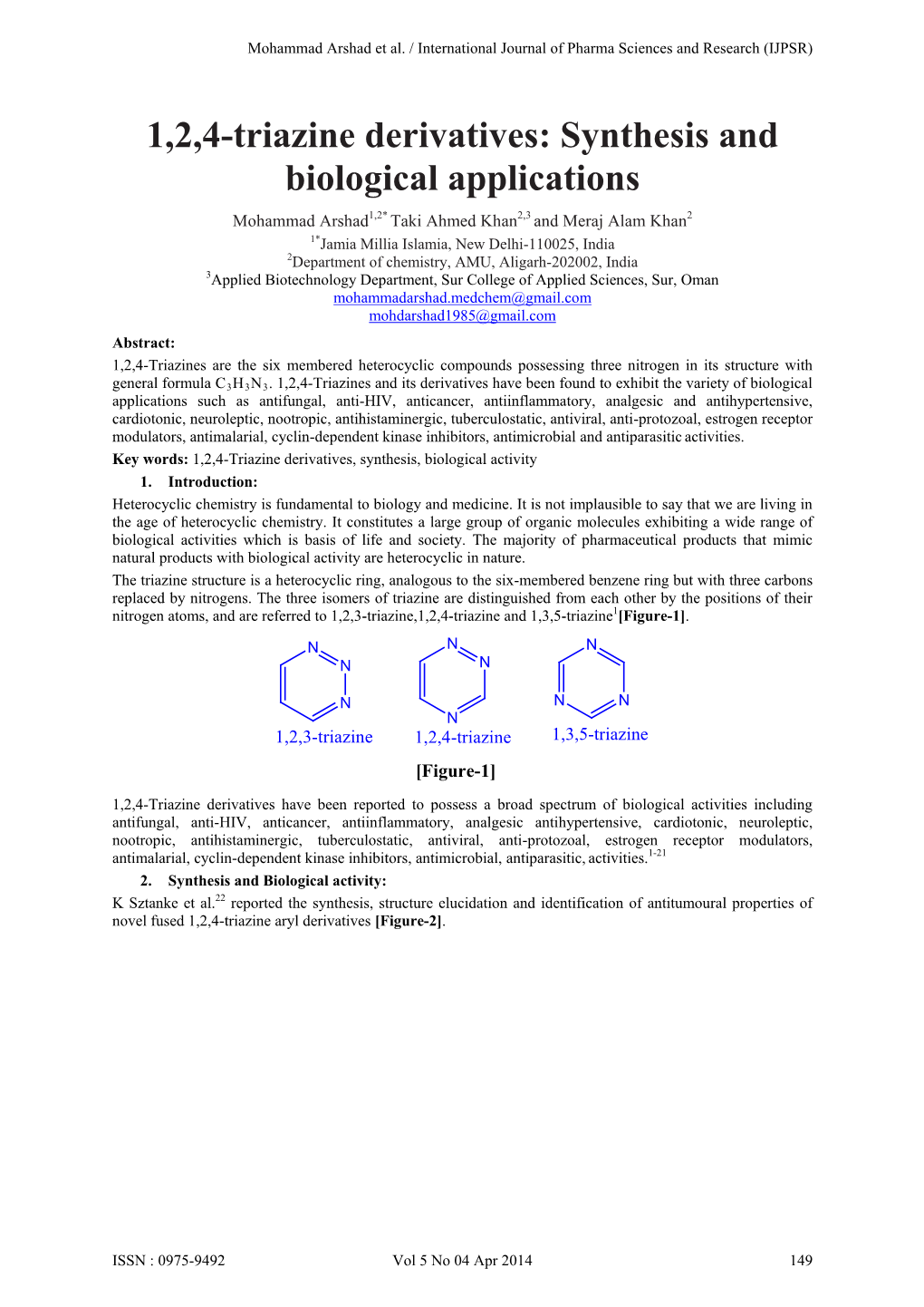 1,2,4-Triazine Derivatives: Synthesis and Biological Applications