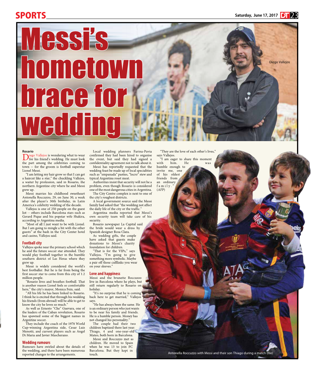 PORTS SPORTS Saturday, June 17, 2017 23 Messi’S