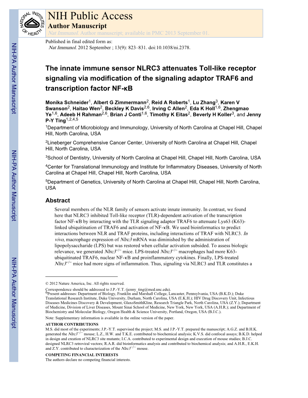 NIH Public Access Author Manuscript Nat Immunol