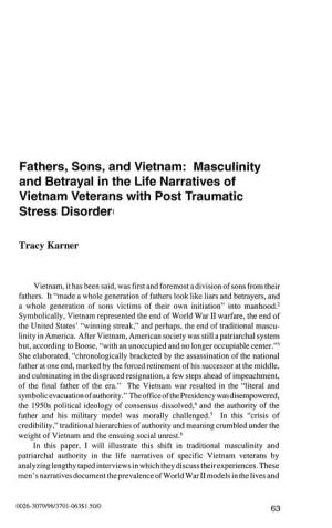 Masculinity and Betrayal in the Life Narratives of Vietnam Veterans with Post Traumatic Stress Disorden