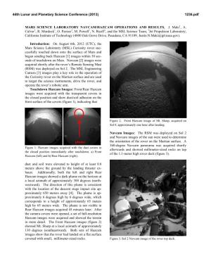 Mars Science Laboratory Navcam/Hazcam Operations and Results, J