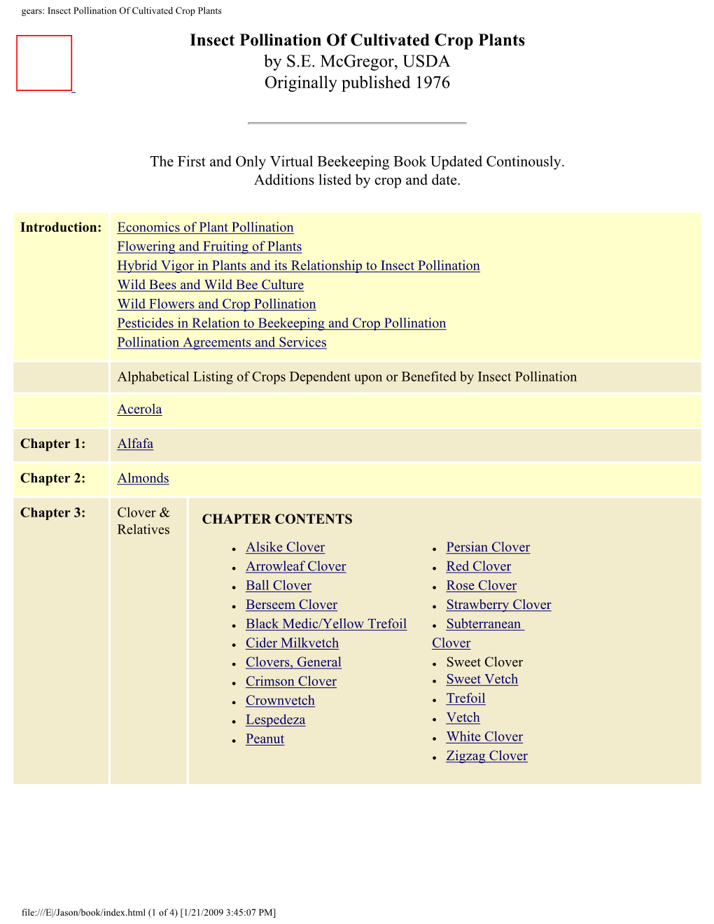 Gears: Insect Pollination of Cultivated Crop Plants Insect Pollination of Cultivated Crop Plants by S.E