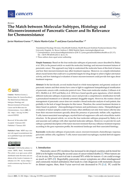 The Match Between Molecular Subtypes, Histology and Microenvironment of Pancreatic Cancer and Its Relevance for Chemoresistance