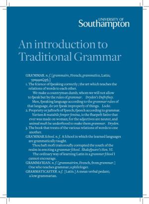 An Introduction to Traditional Grammar