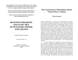 Beyond Patriarchy Essays by Men On