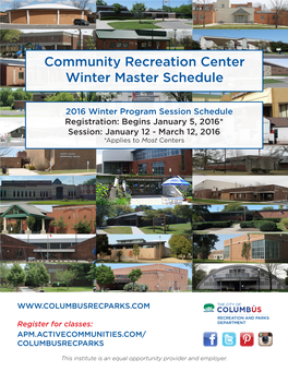 Community Recreation Center Winter Master Schedule