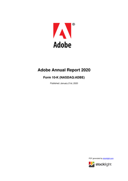 Adobe Annual Report 2020