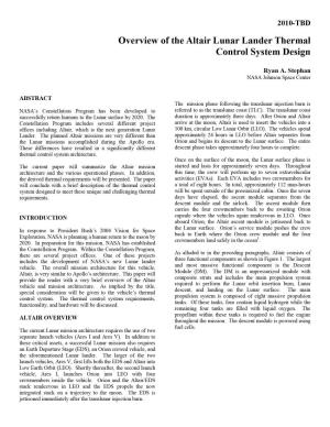 Overview of the Altair Lunar Lander Thermal Control System Design