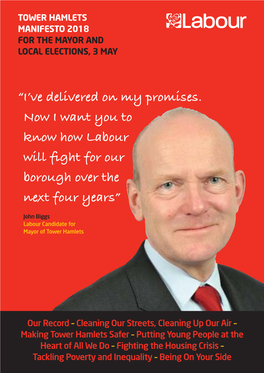 “ I've Delivered on My Promises. Now I Want You to Know How Labour Will Fight for Our Borough Over the Next Four Years