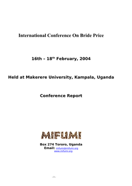 International Conference on Bride Price