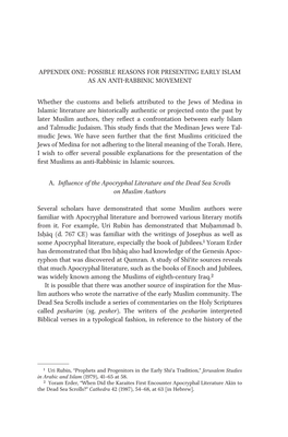 Possible Reasons for Presenting Early Islam As an Anti-Rabbinic Movement
