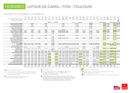 HORAIRES LATOUR-DE-CAROL &gt; FOIX &gt; TOULOUSE