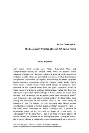 Virtual Catastrophe: the Ecologically-Oriented Ethics of Jeff