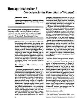 Unexpressionism? Challenges to the Formation of Women's
