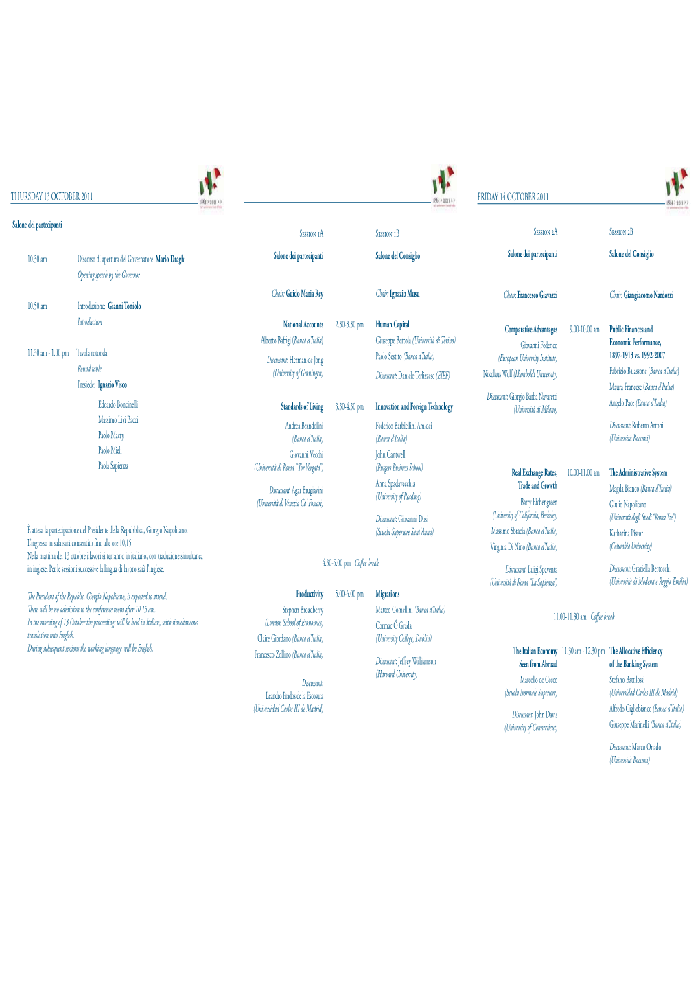 Conference on Italy and the World Economy, 1861-2011