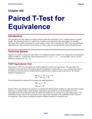 Paired T-Test for Equivalence