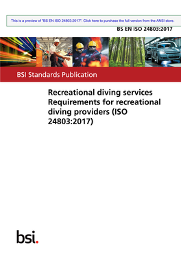 Requirements for Recreational Diving Providers (ISO 24803:2017)