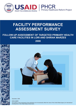 Facility/Provider Performance Assessment of Targeted Primary Healthcare Facilities in Lori and Shirak Marzes (Zone 1)