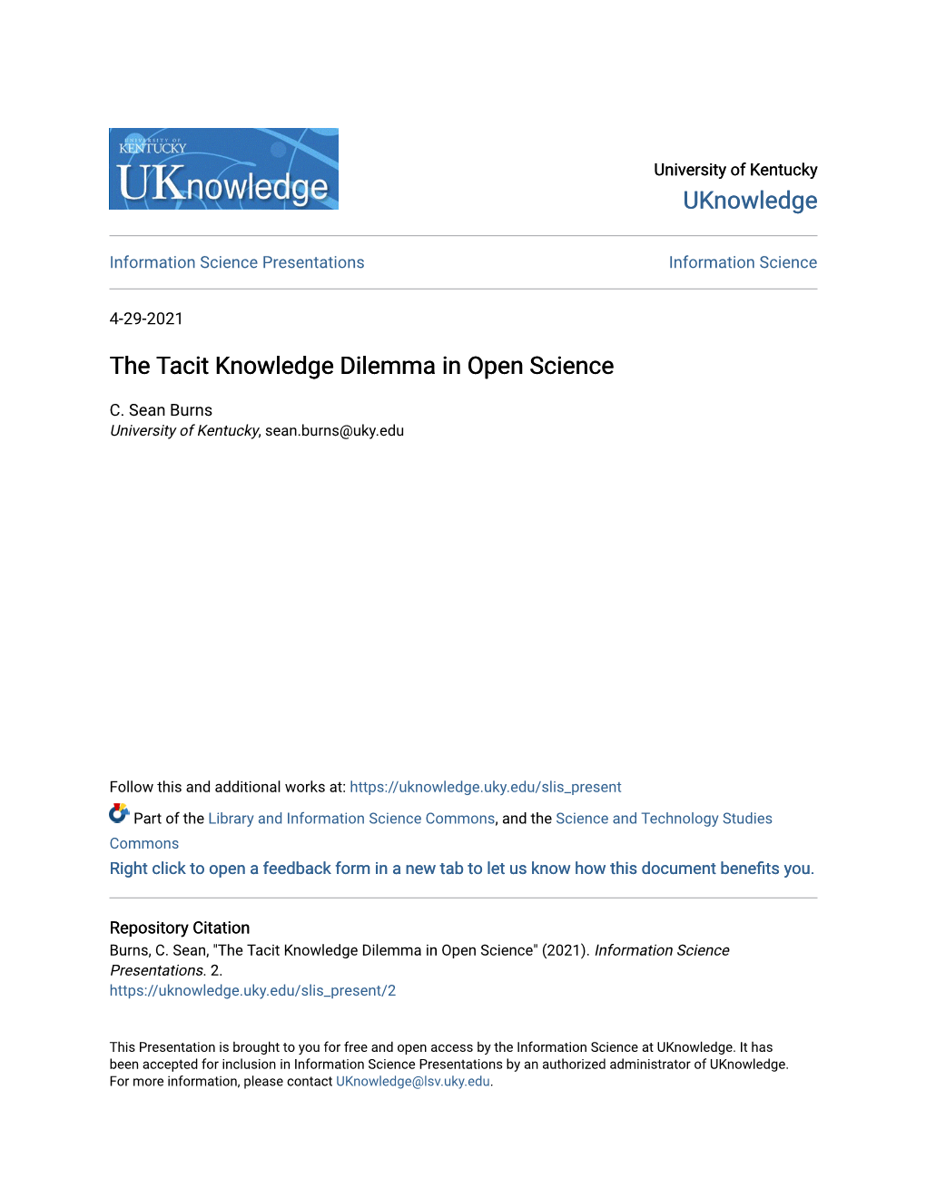 The Tacit Knowledge Dilemma in Open Science