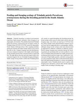 Feeding and Foraging Ecology of Trindade Petrels Pterodroma Arminjoniana During the Breeding Period in the South Atlantic Ocean