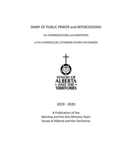 DIARY of PUBLIC PRAYER and INTERCESSIONS 2019