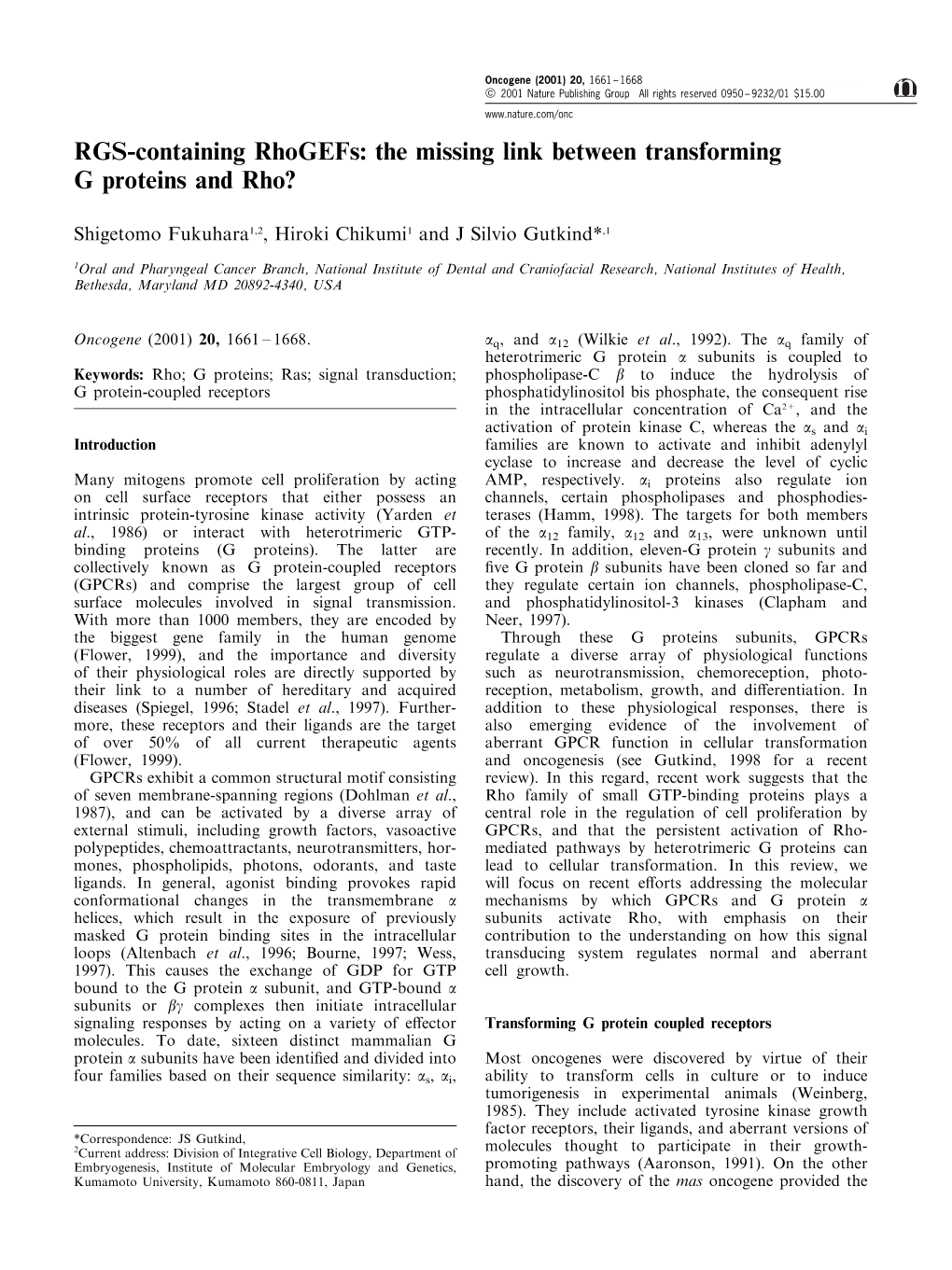 The Missing Link Between Transforming G Proteins and Rho?