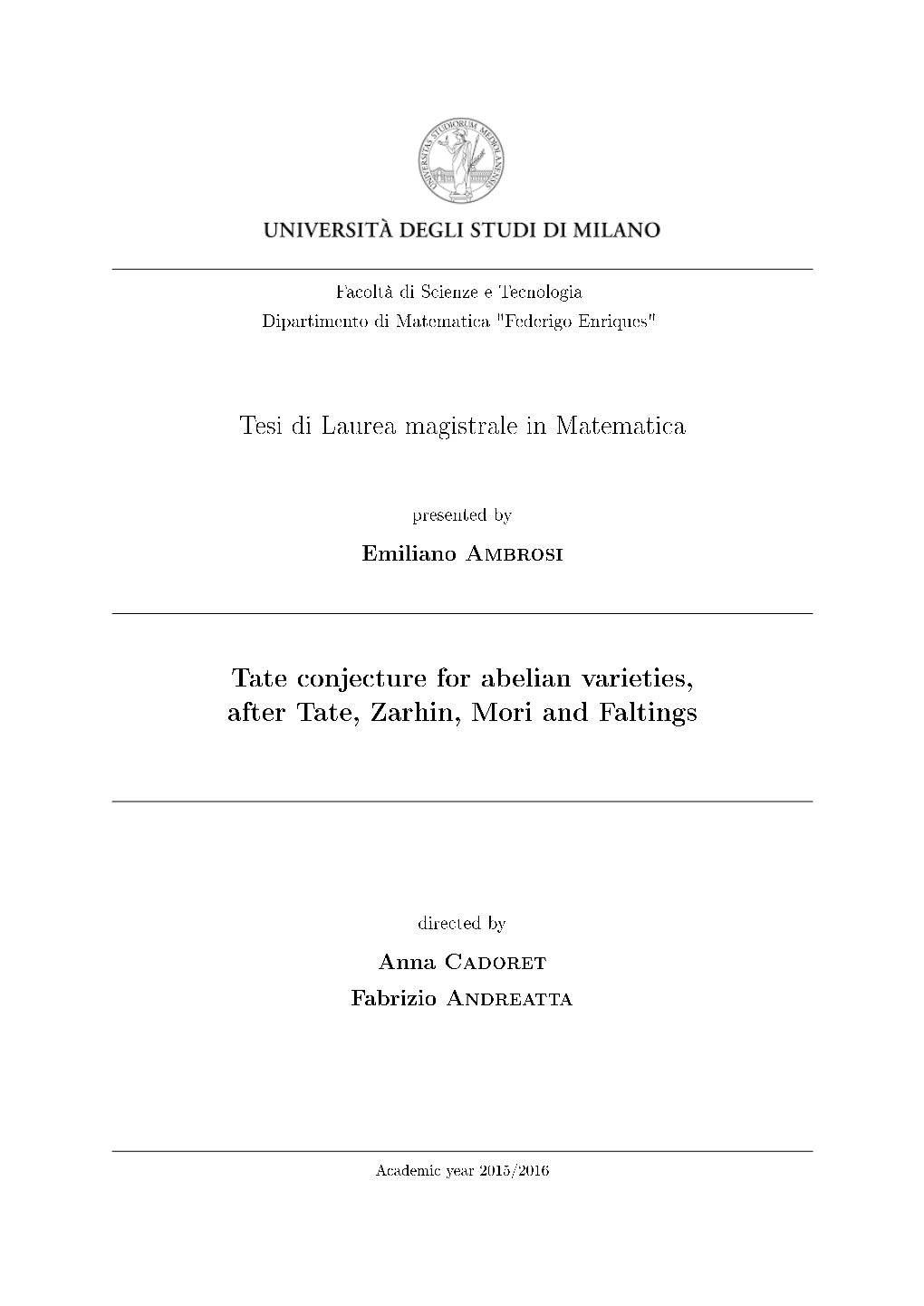 Tate Conjecture for Abelian Varieties, After Tate, Zarhin, Mori and Faltings