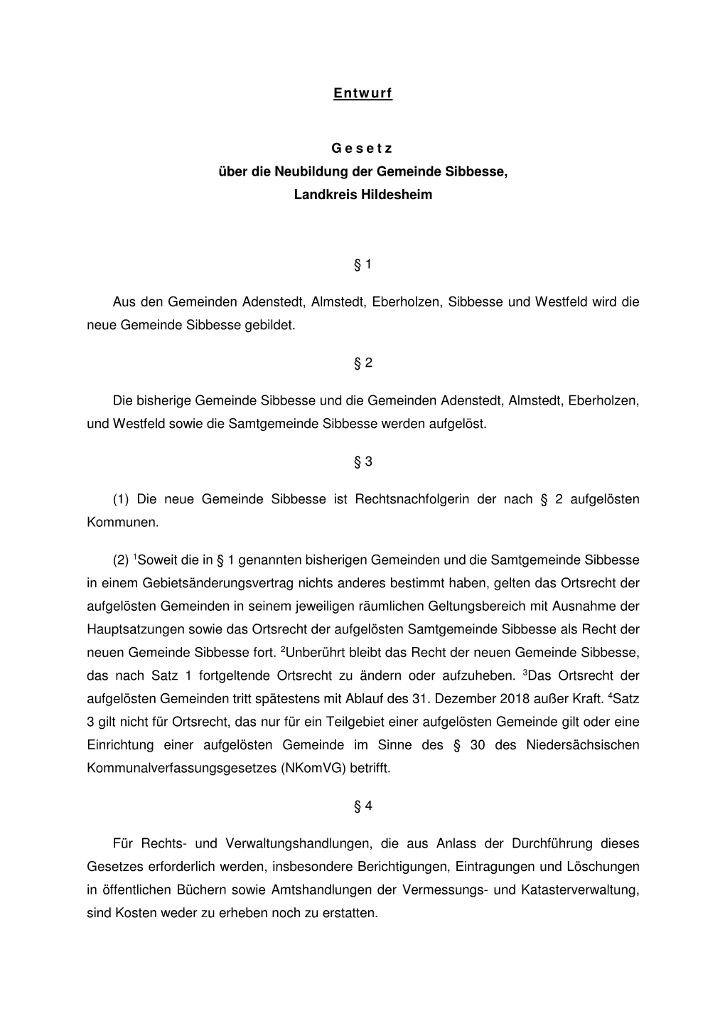 20150902 MI Neubildung Gemeinde Sibbesse GE Begr Beschl