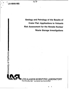 Geology and Petrology of the Basalts of Crater Flat: Applications to Volcanic Risk Assessment for the Nevada Nuclear Waste Storage Investigations