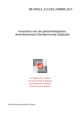 Parochieregisters Provincie Oost-Vlaanderen. Arrondissement Dendermonde (Digitaal)