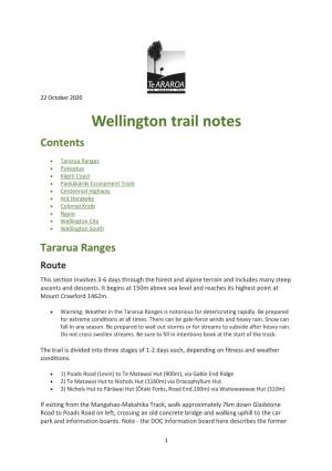 Wellington Trail Notes Contents