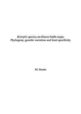 Botrytis Species on Flower Bulb Crops: Phylogeny, Genetic Variation and Host Specificity