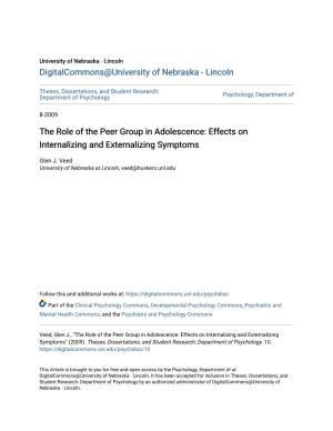 The Role of the Peer Group in Adolescence: Effects on Internalizing and Externalizing Symptoms