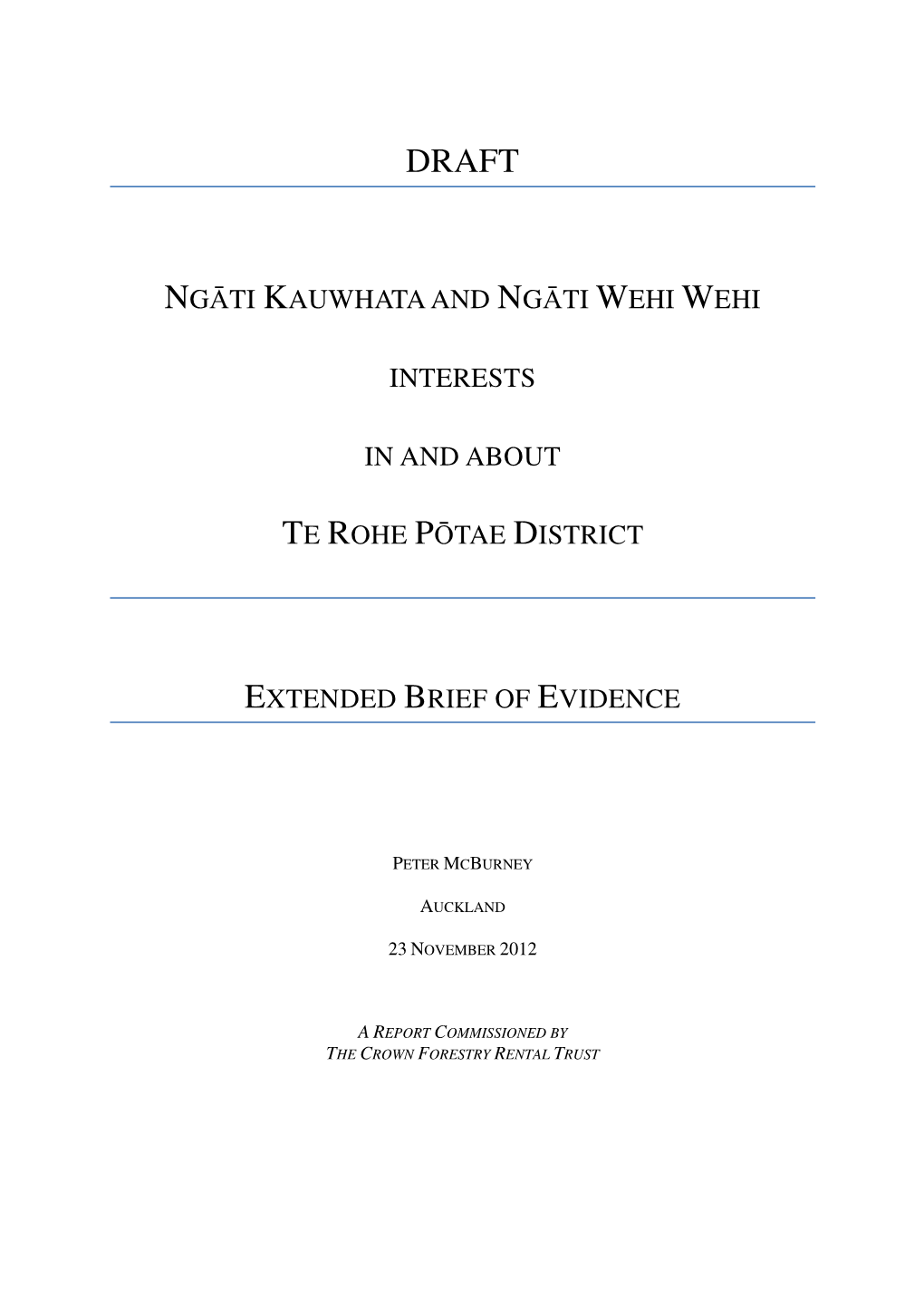 Te Rohe Pōtae District Extended Brief of Evidence