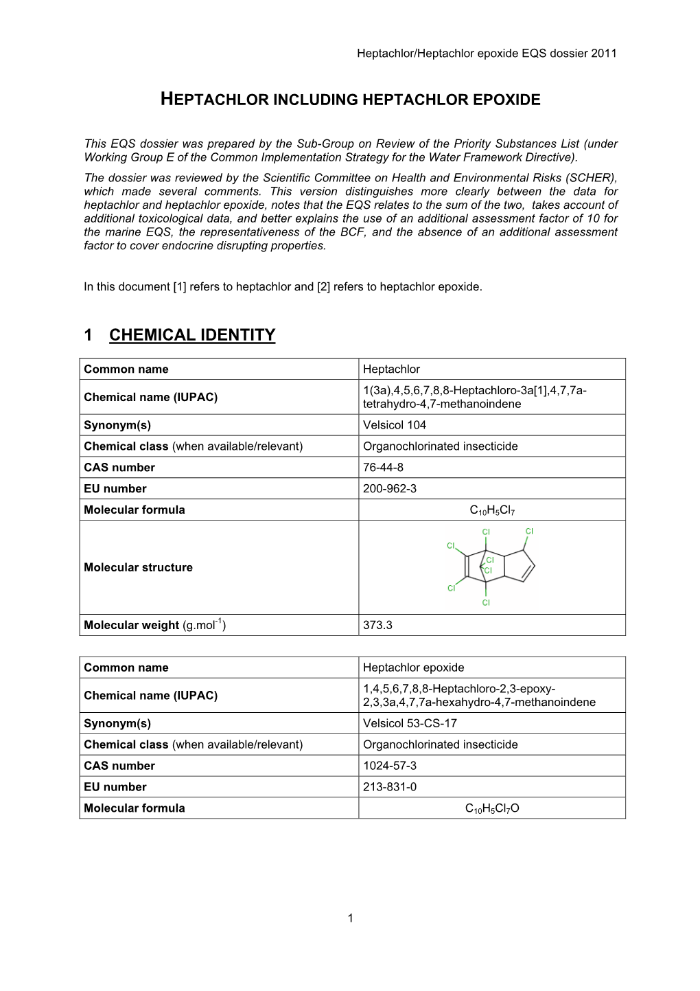 Heptachlor Including Heptachlor Epoxide