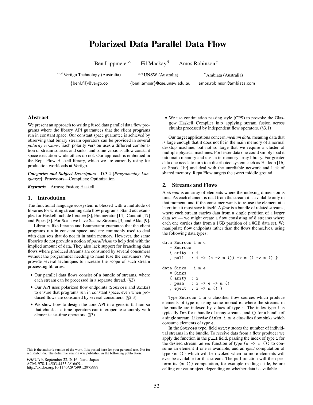 Polarized Data Parallel Data Flow