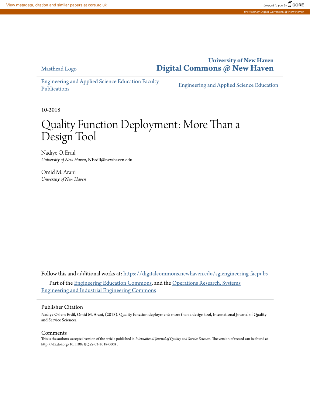 Quality Function Deployment: More Than a Design Tool Nadiye O