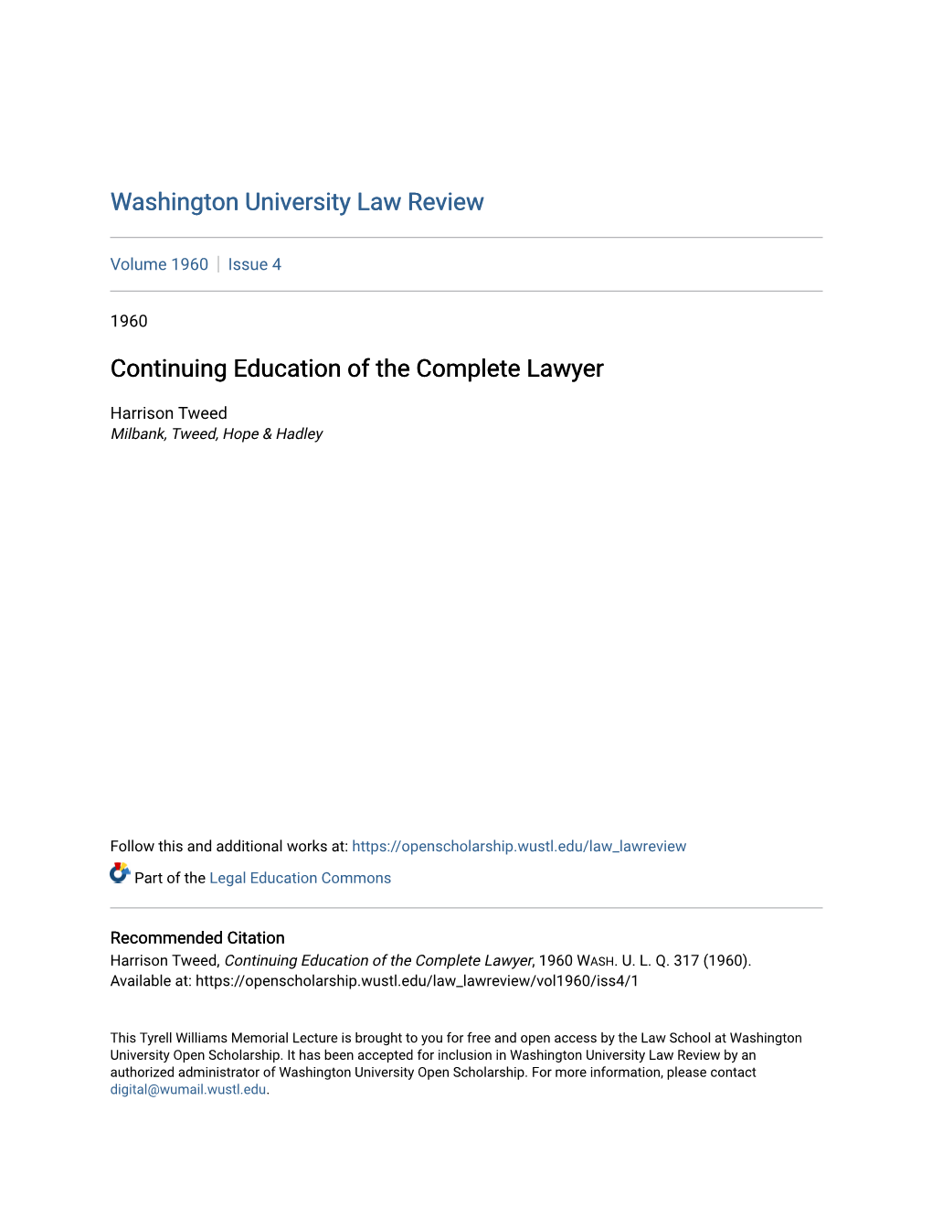 Continuing Education of the Complete Lawyer