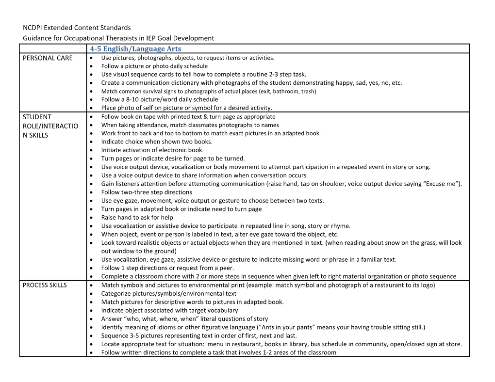 NCDPI Extended Content Standards