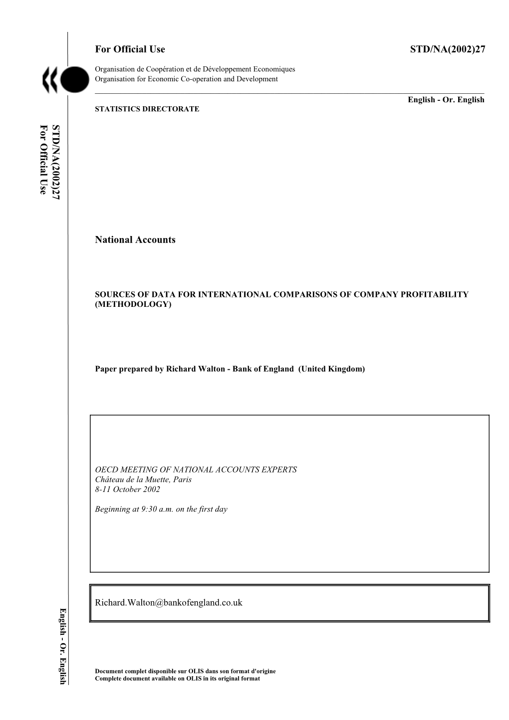 27 National Accounts STD/NA(2002)