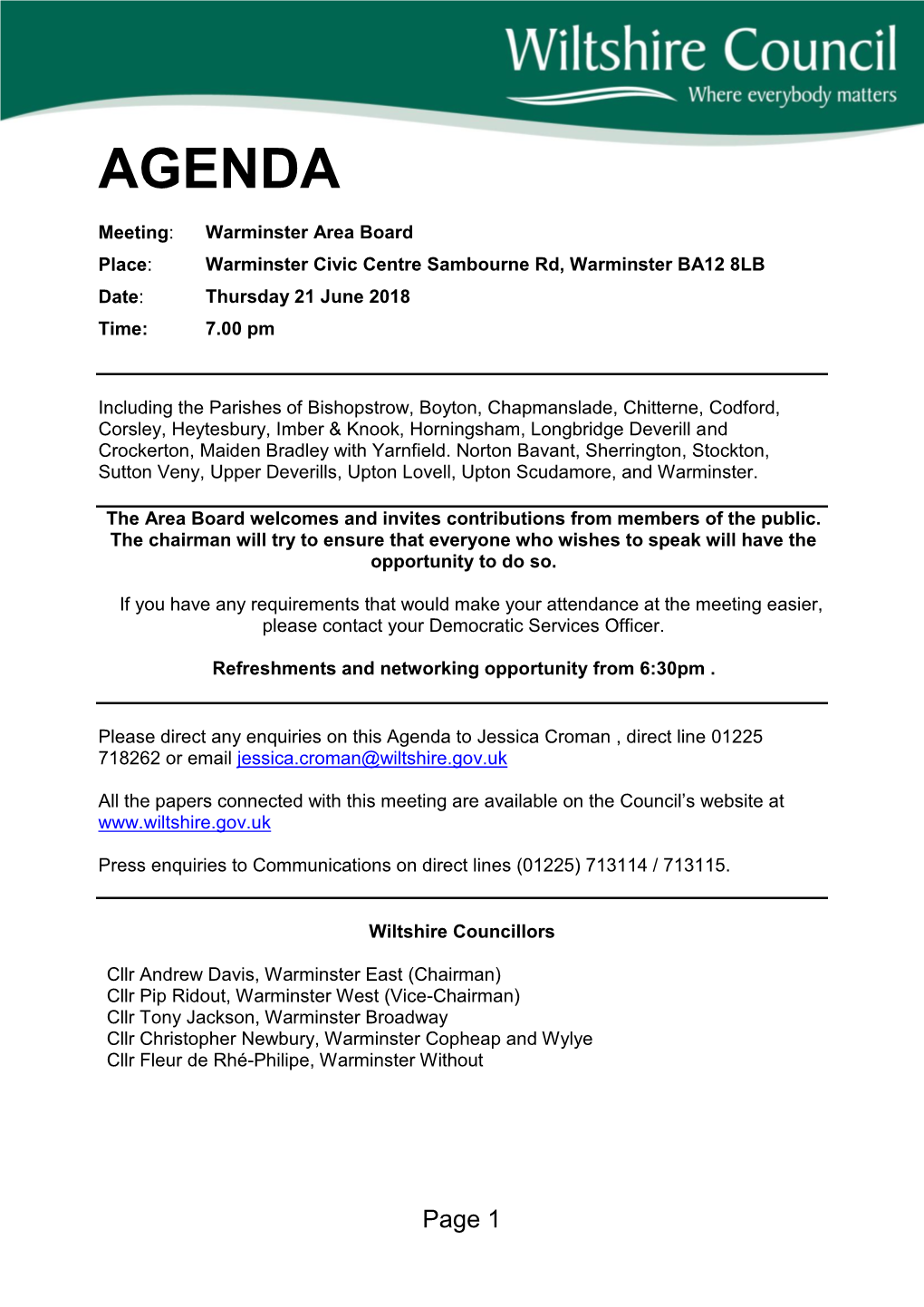 (Public Pack)Agenda Document for Warminster Area Board, 21/06/2018