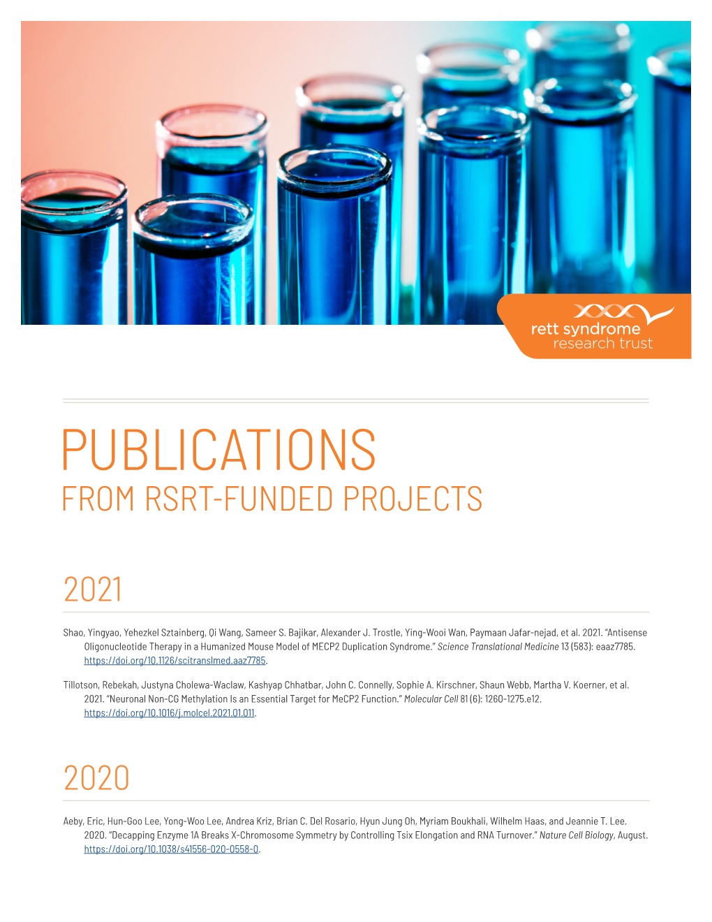 Publications from Rsrt-Funded Projects