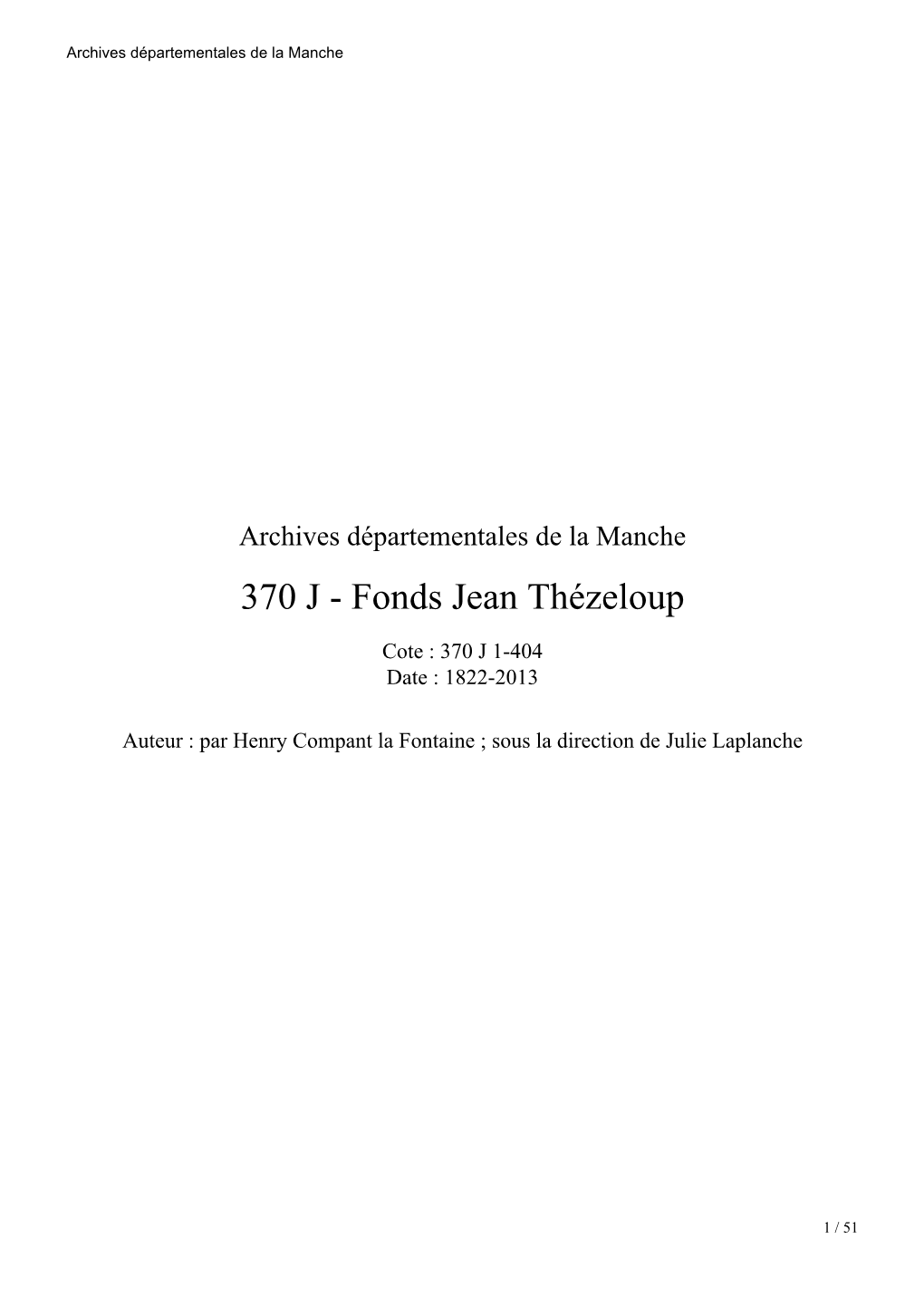 370 J - Fonds Jean Thézeloup