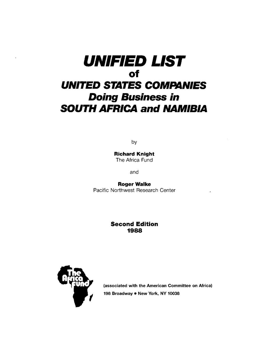 UNIFIED LIST of UNITED STATES COMPANIES Doing Business in SOUTH AFRICA and NAMIBIA