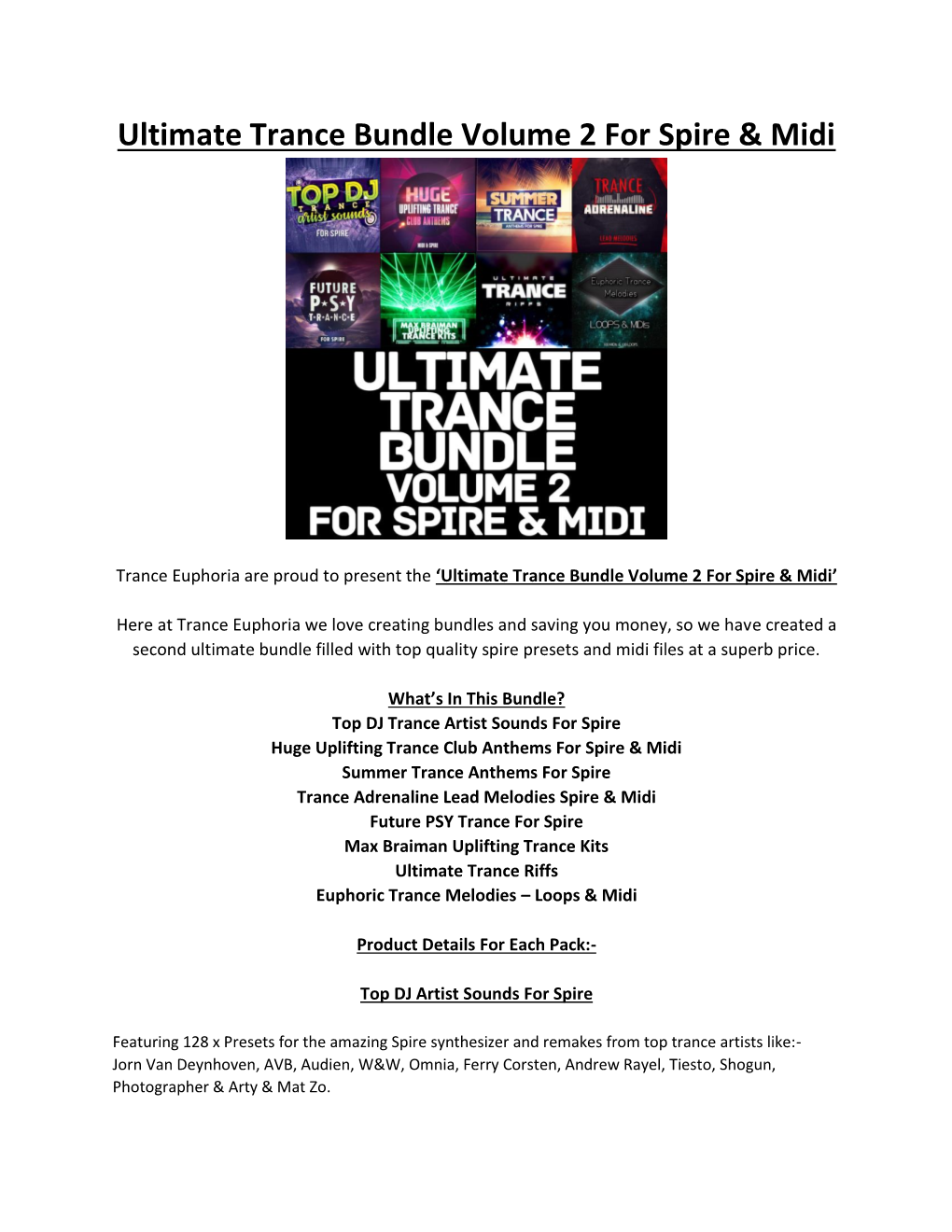 Ultimate Trance Bundle Volume 2 for Spire & Midi