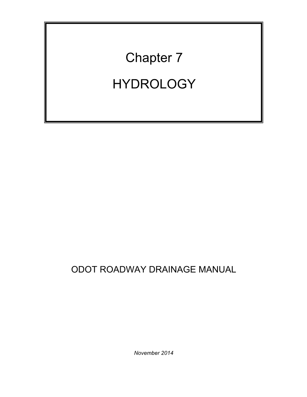 Chapter 7 HYDROLOGY