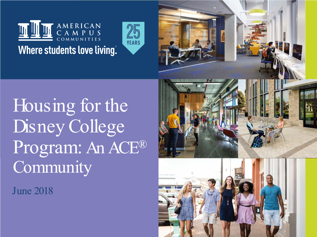 Housing for the Disney College Program:An ACE®