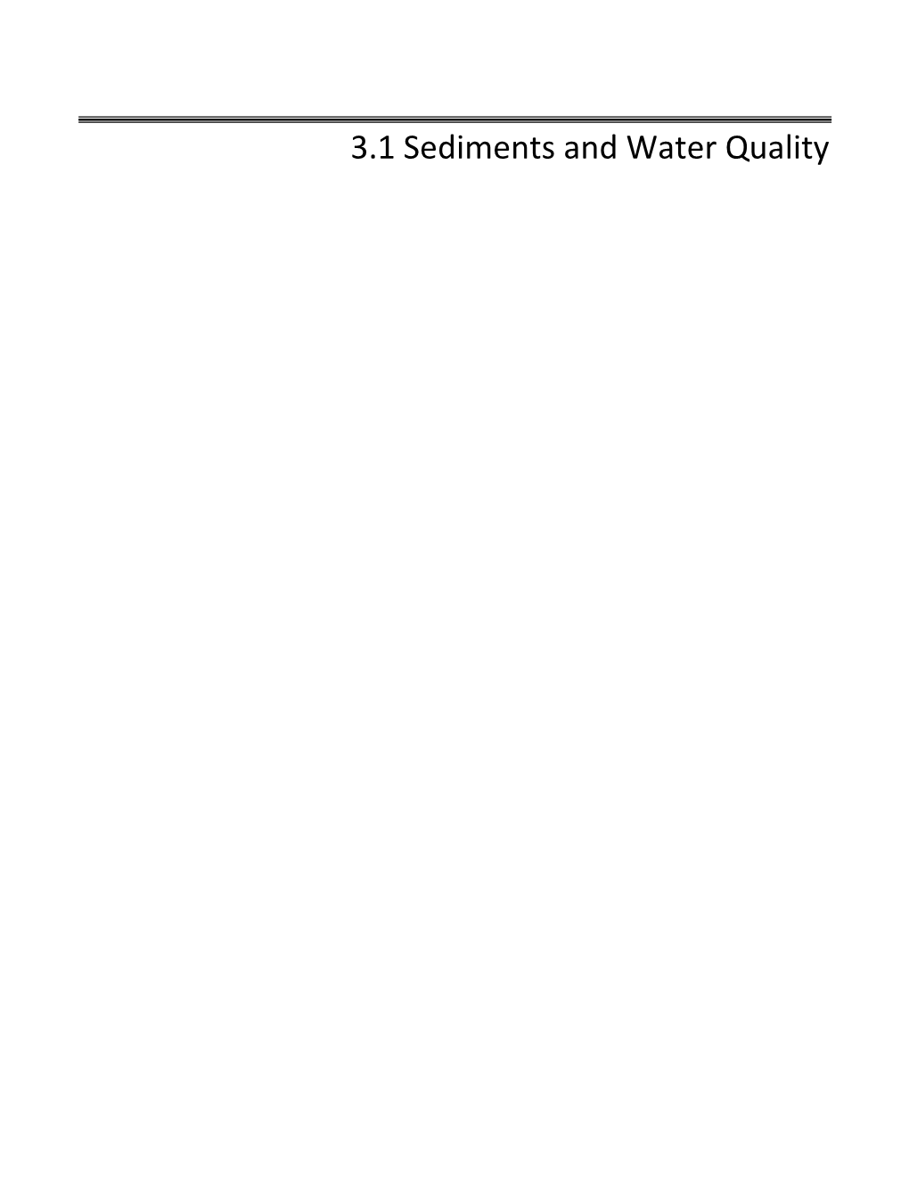 3.1 Sediments and Water Quality