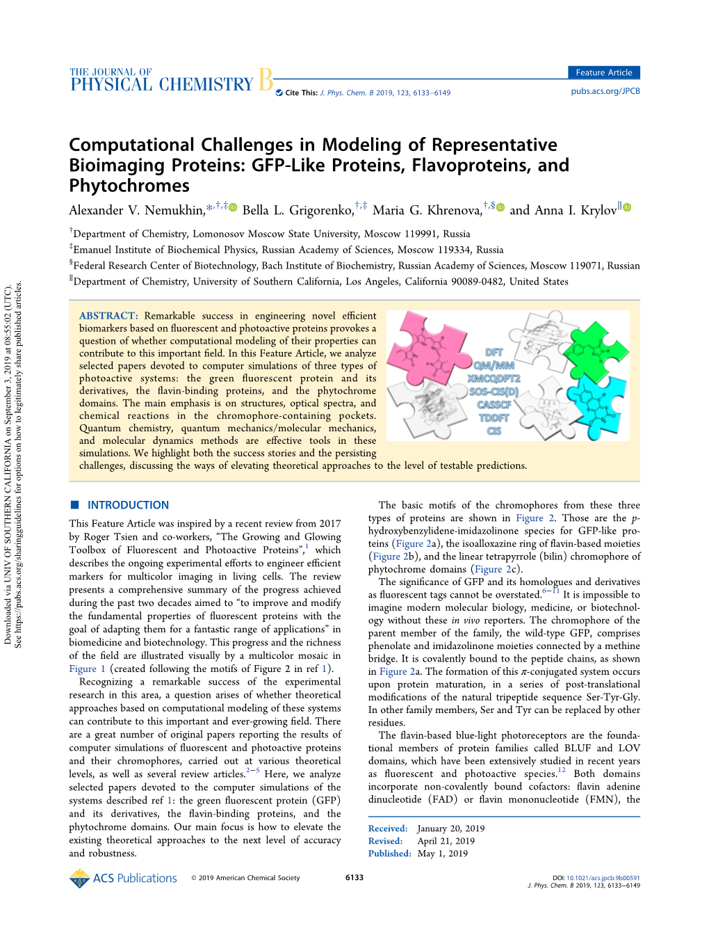 GFP-Like Proteins, Flavoproteins, and Phytochromes † ‡ † ‡ † § ∥ Alexander V